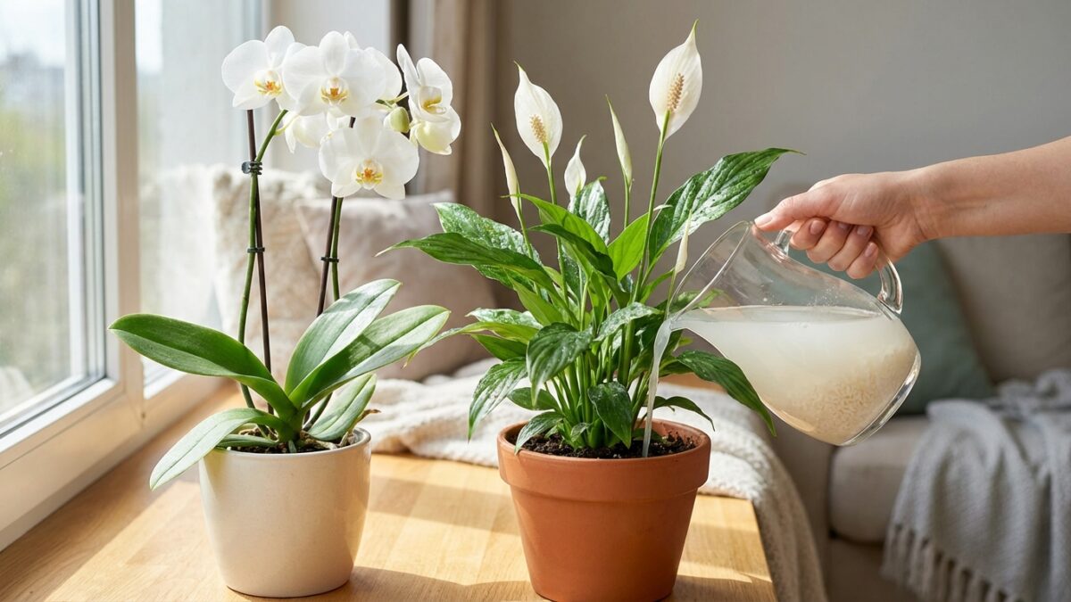 Orchidées et lis de paix : ne jetez plus cette eau de cuisson, elle fait exploser la taille des fleurs
