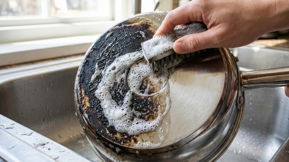 Un duo naturel pour nettoyer les casseroles noires